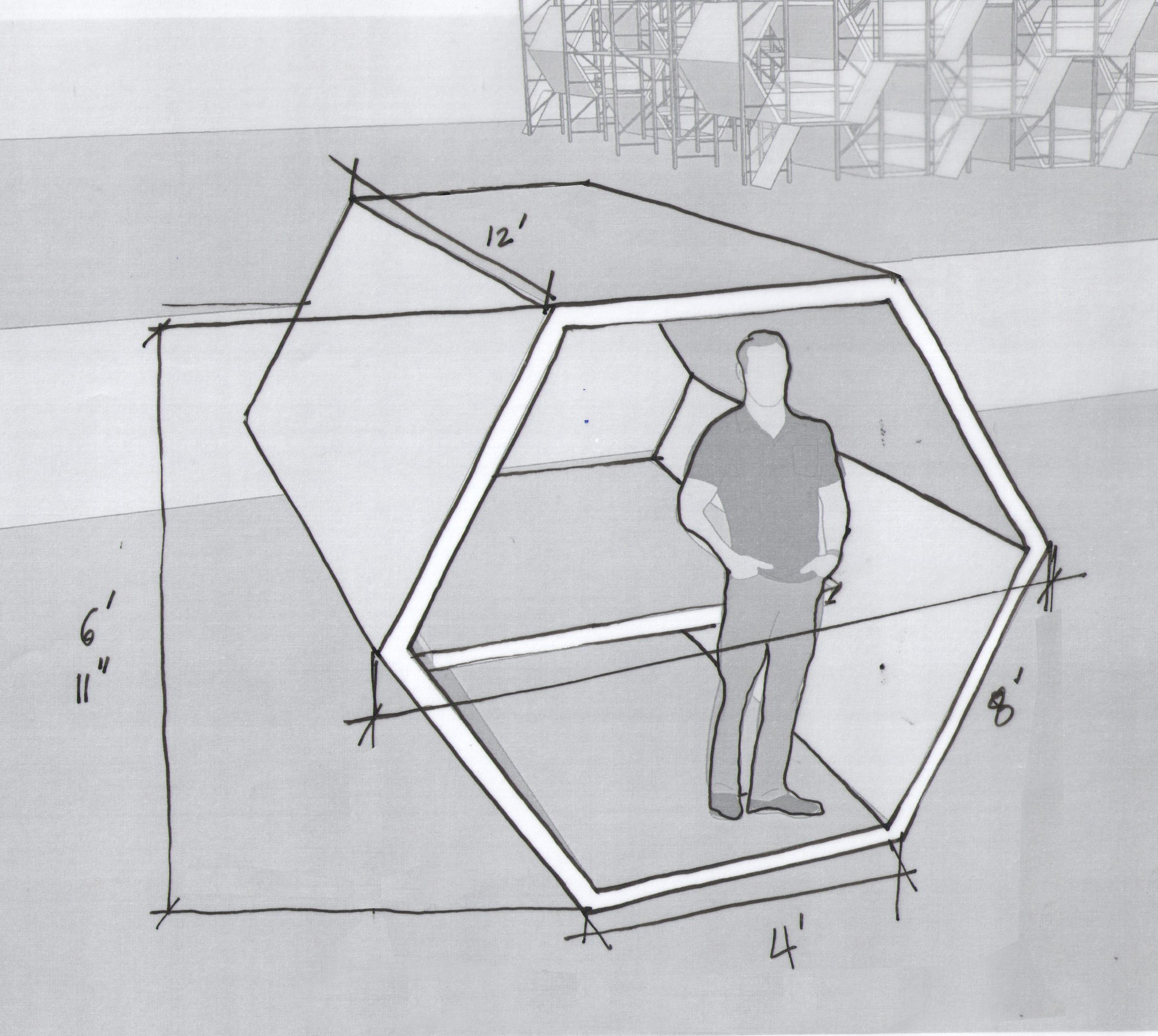 Early studies of stacked hexagonal units