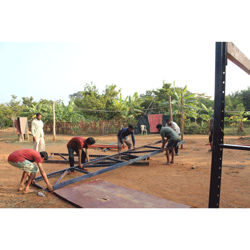 A time-lapse of setting up a structure for a meditation retreat