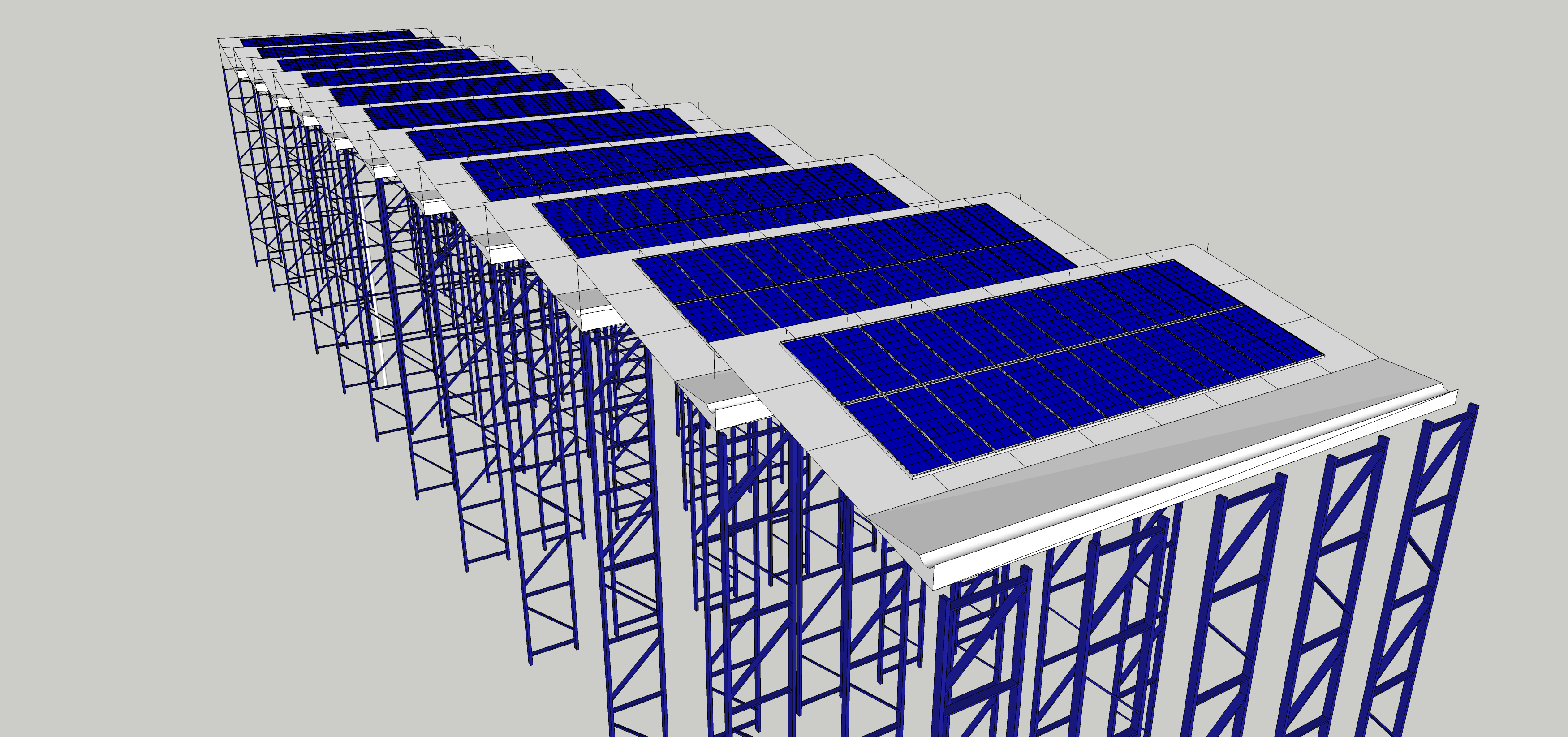 Solar panels on pallet racks